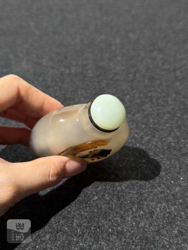 清 玛瑙俏色雕大吉大业图鼻烟壶 - 图7